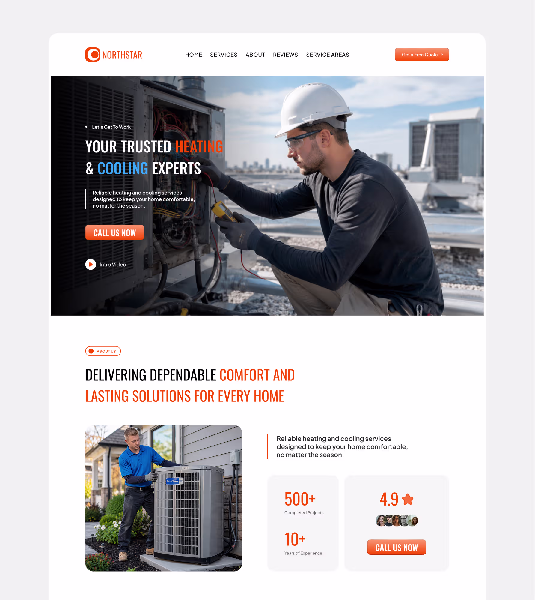 Example HVAC landing page design by HVACWeb